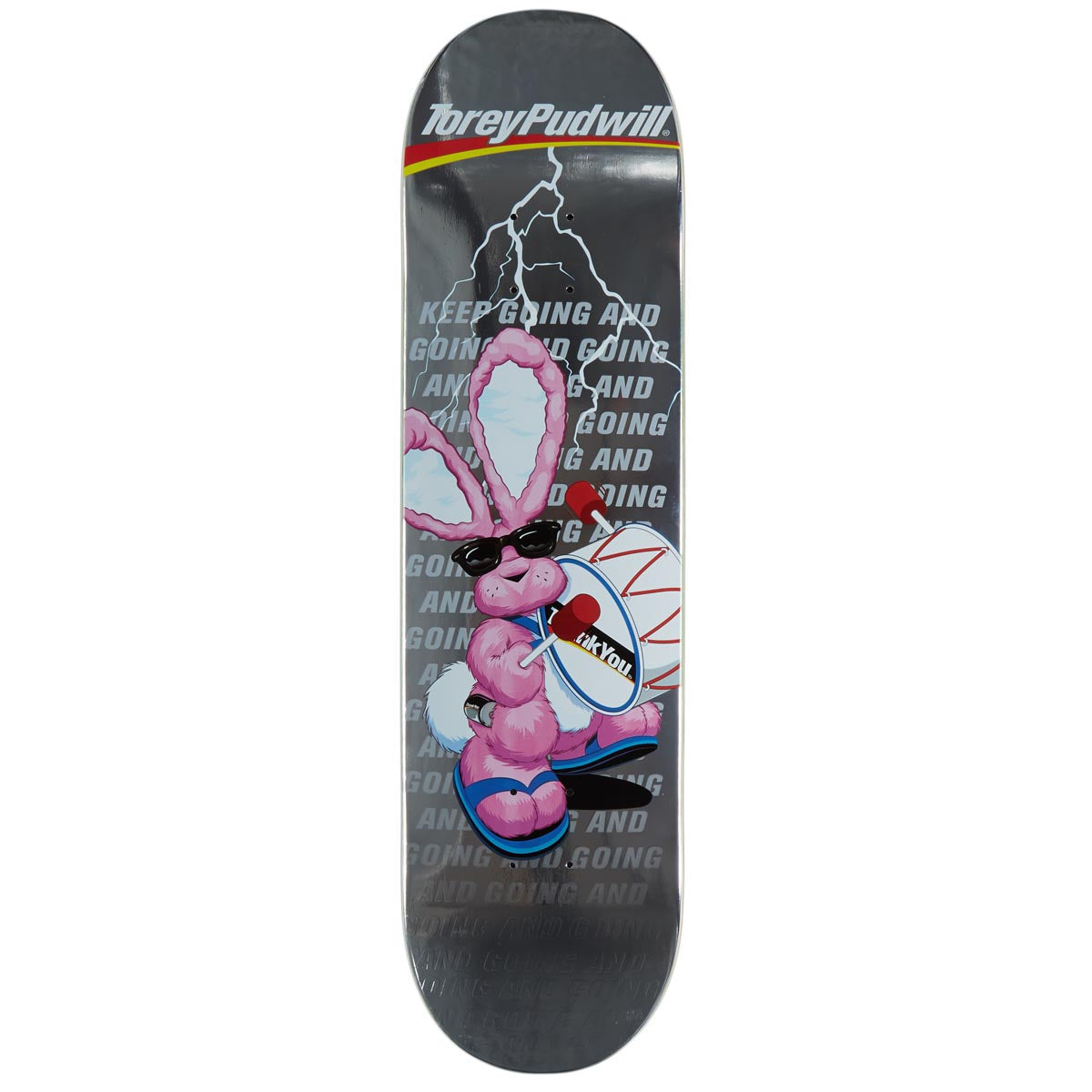 Thank You Torey Pudwill Keep Going Skateboard Deck - Silver Foil - 8.125