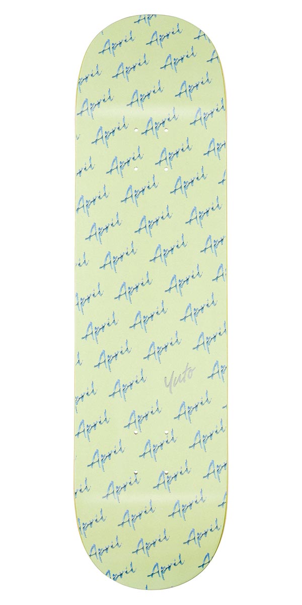 April Yuto Script Logo Skateboard Deck - Green - 8.25