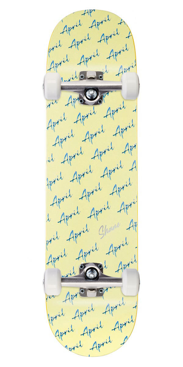 April Shane Script Logo Skateboard Complete - Yellow - 8.125