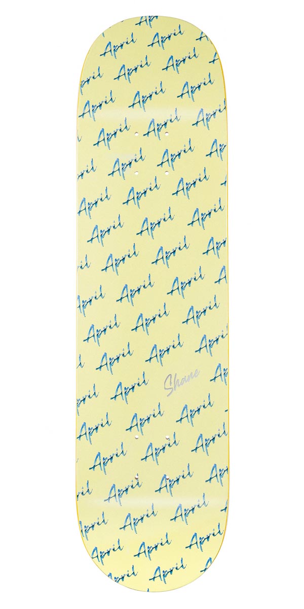 April Shane Script Logo Skateboard Deck - Yellow - 8.50