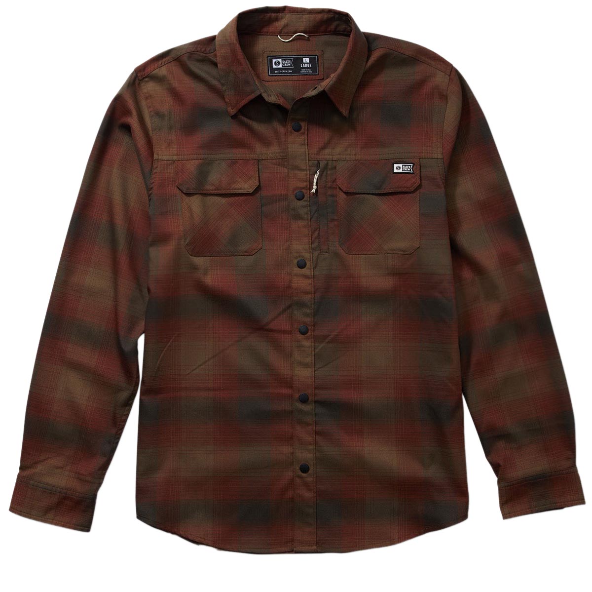 Salty Crew Fathom Long Sleeve Tech Flannel Shirt - Burgundy image 1