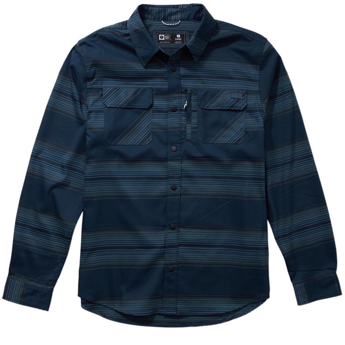 Salty Crew Fathom Long Sleeve Tech Flannel Shirt - Dark Slate image 1