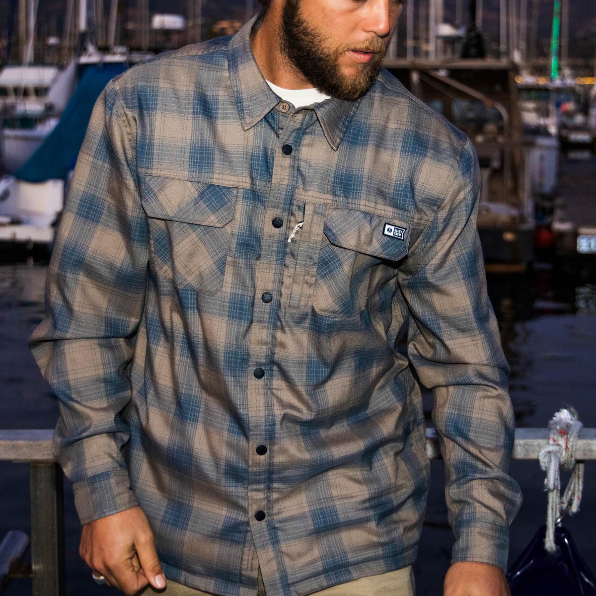 Salty Crew Fathom Long Sleeve Tech Shirt Jacket - Pewter image 2