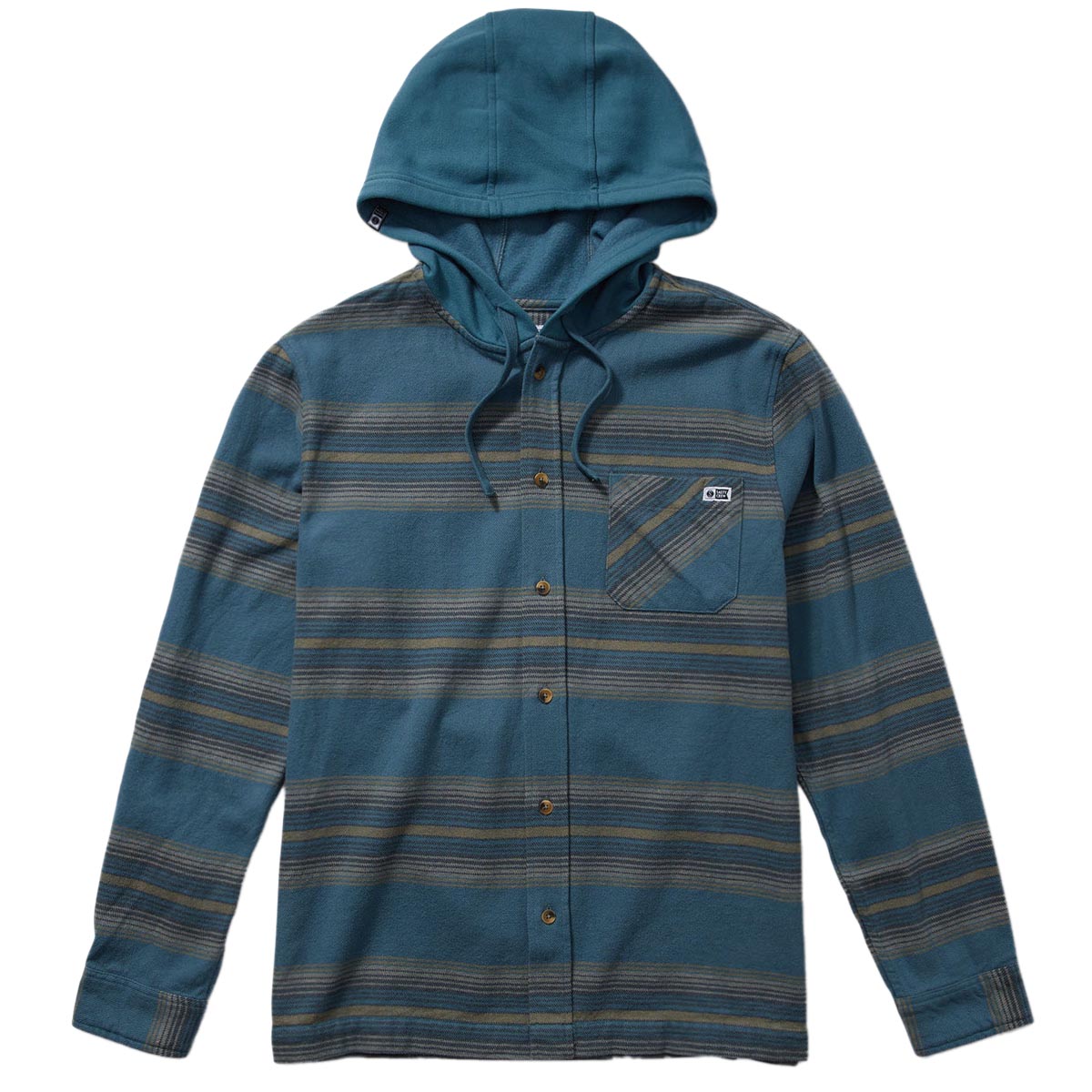 Salty Crew Outbacked Flannel Hoodie - Steel Blue image 1