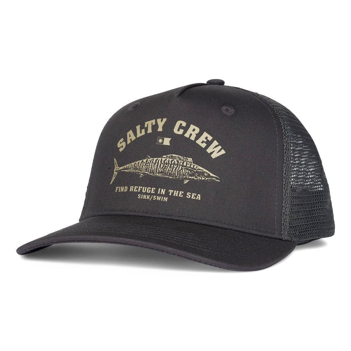 Salty Crew Wahoo Stamp Retro Trucker Hat - Charcoal image 1