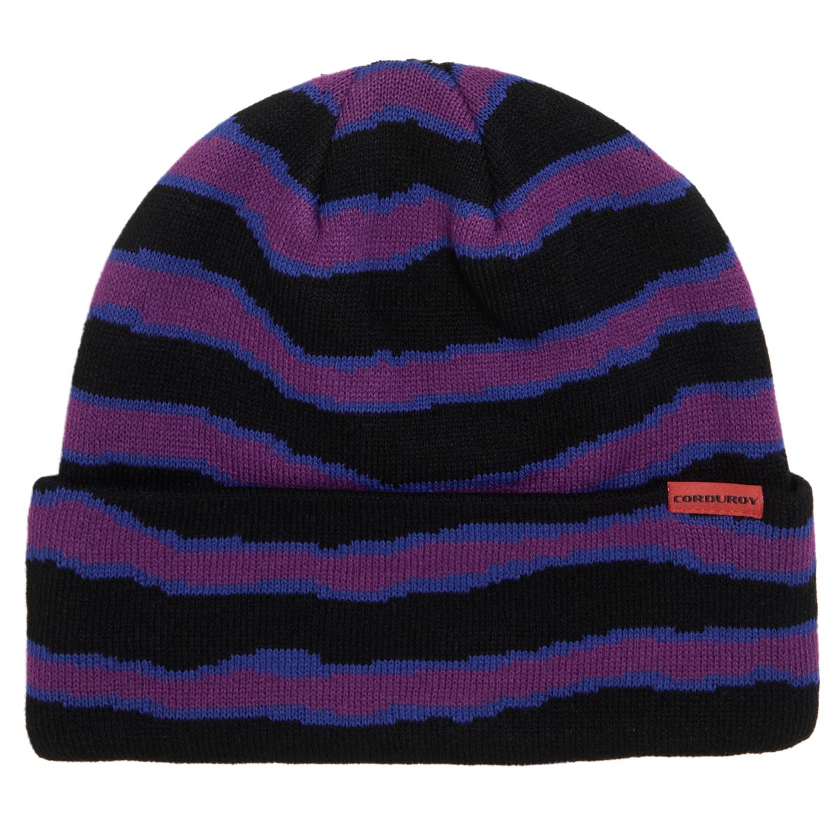 Corduroy Ripped Stripe Beanie - Black image 1