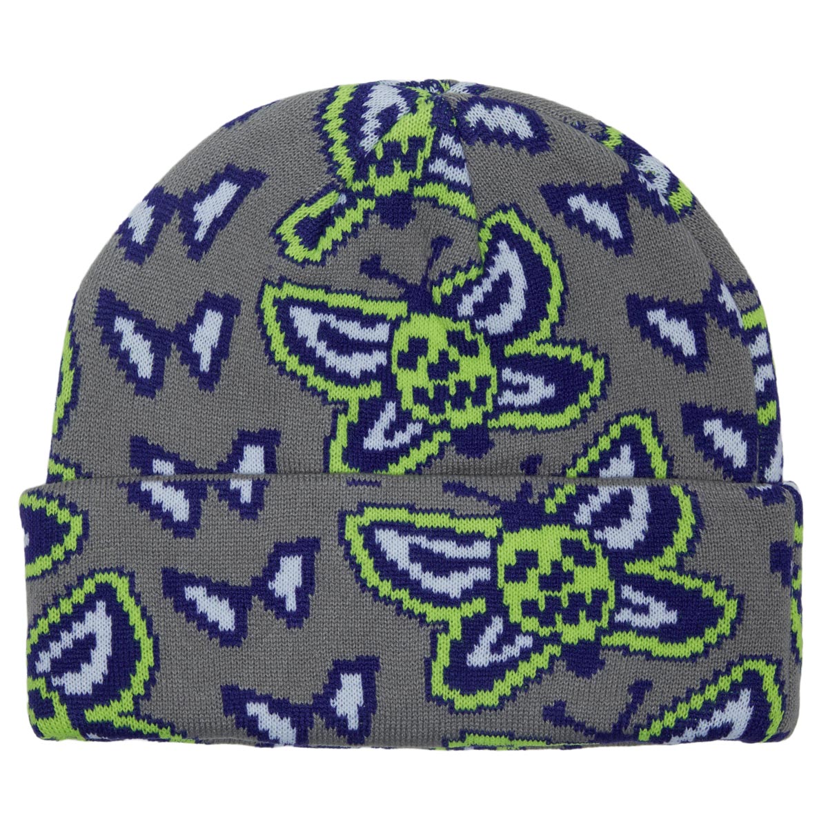 Corduroy Skull Fly Beanie - Stone Grey image 2