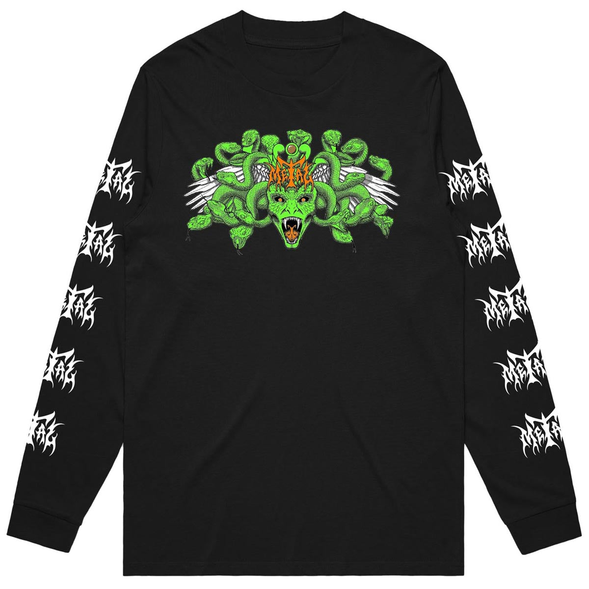 Metal Medusa Long Sleeve T-Shirt - Black image 1