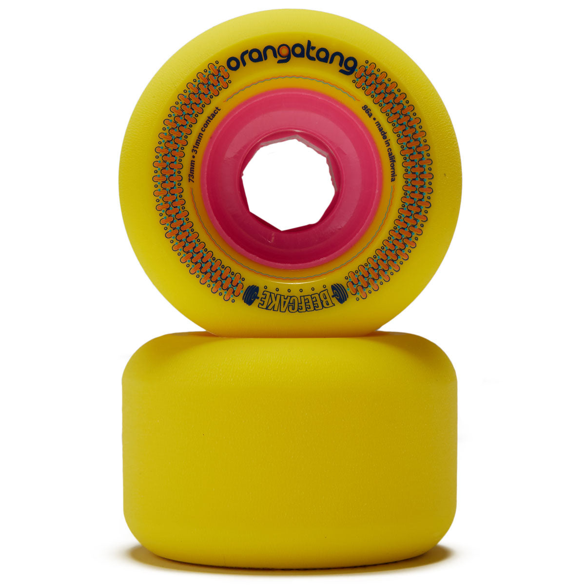 Orangatang Beefcake Freeride 86a Longboard Wheels - Yellow - 73mm image 2