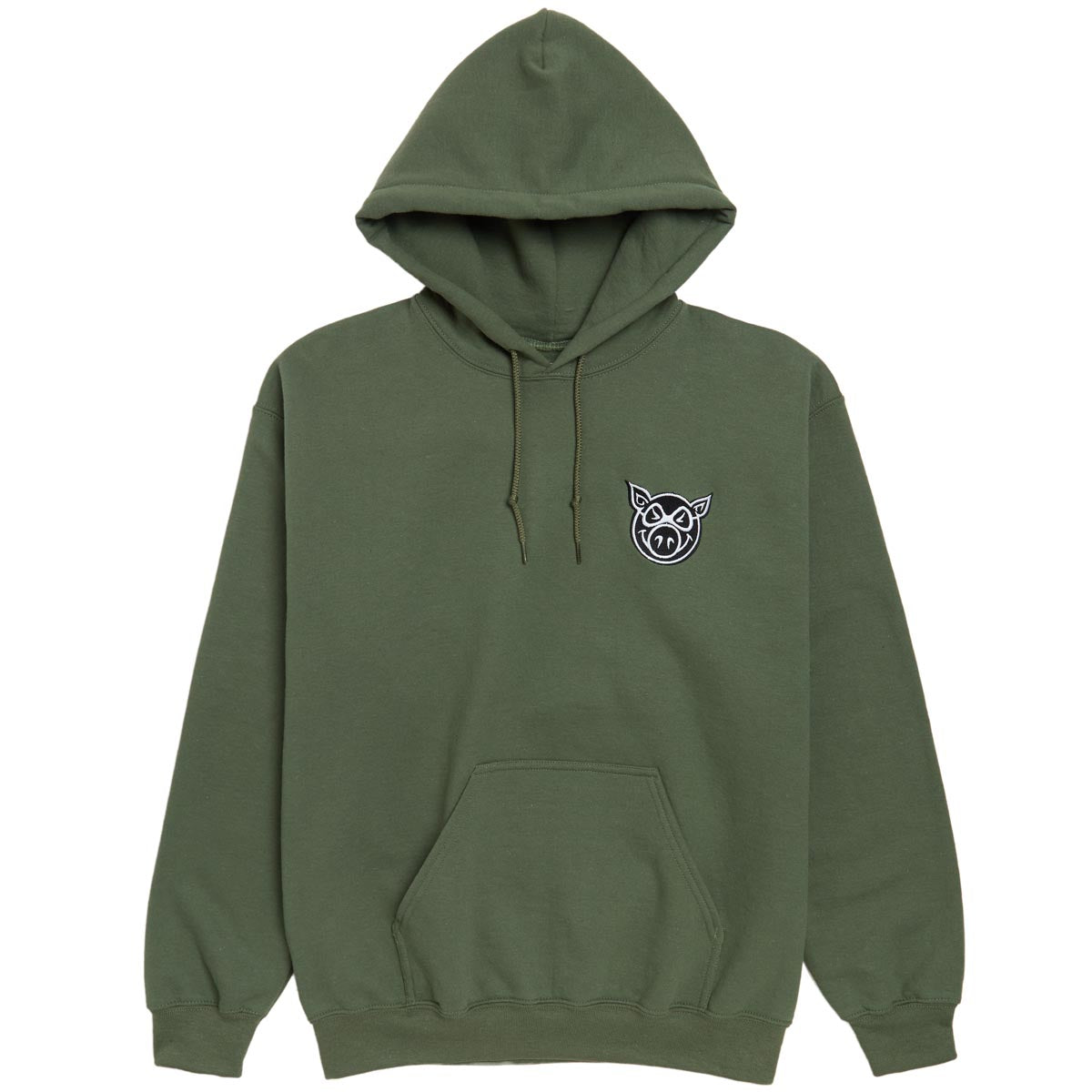 Pig Head Embroidered Hoodie - Army image 1