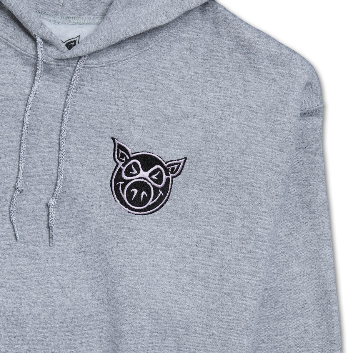 Pig Head Embroidered Hoodie - Heather Grey image 2