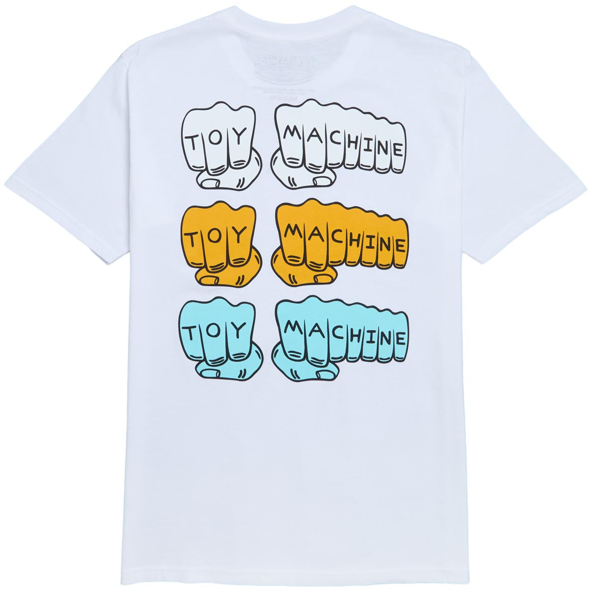 Toy Machine Triple Fist Embroidered T-Shirt - White image 1