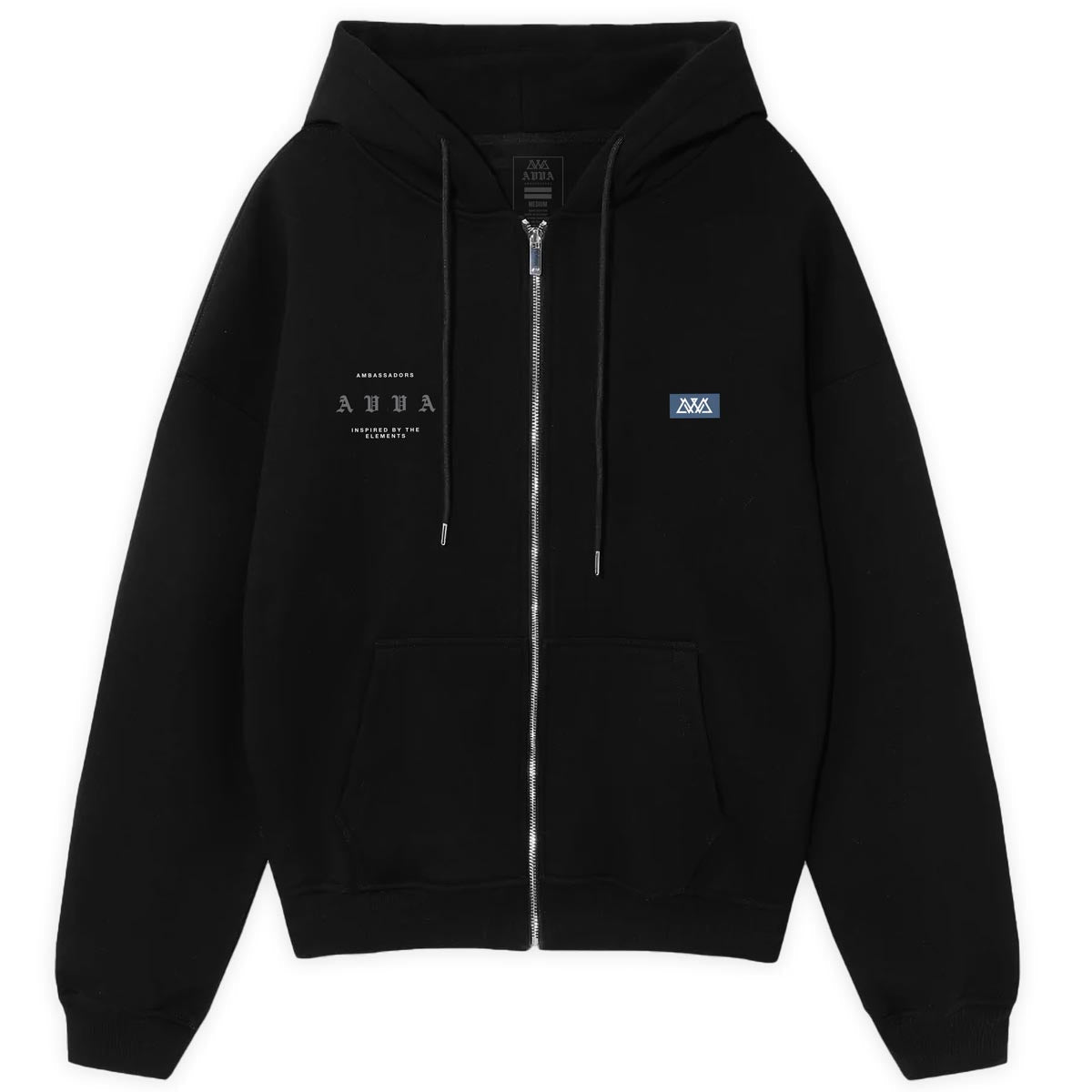 AVVA Offset Zip Hoodie - Black image 1