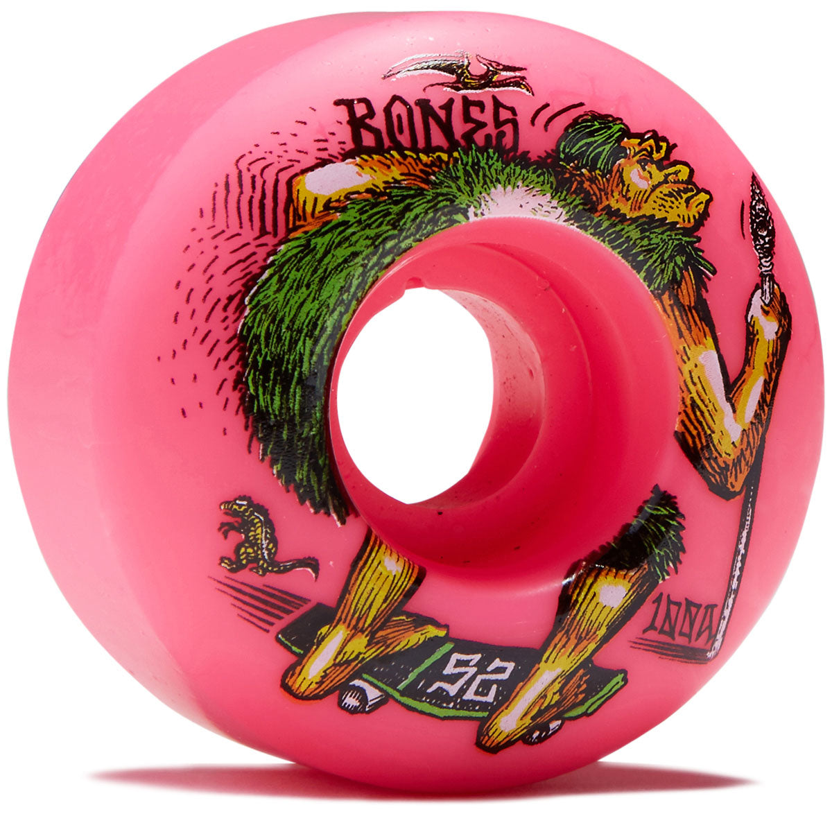 Bones NEONdrethal 100a V4 Wide Skateboard Wheels - Pink - 52mm image 1