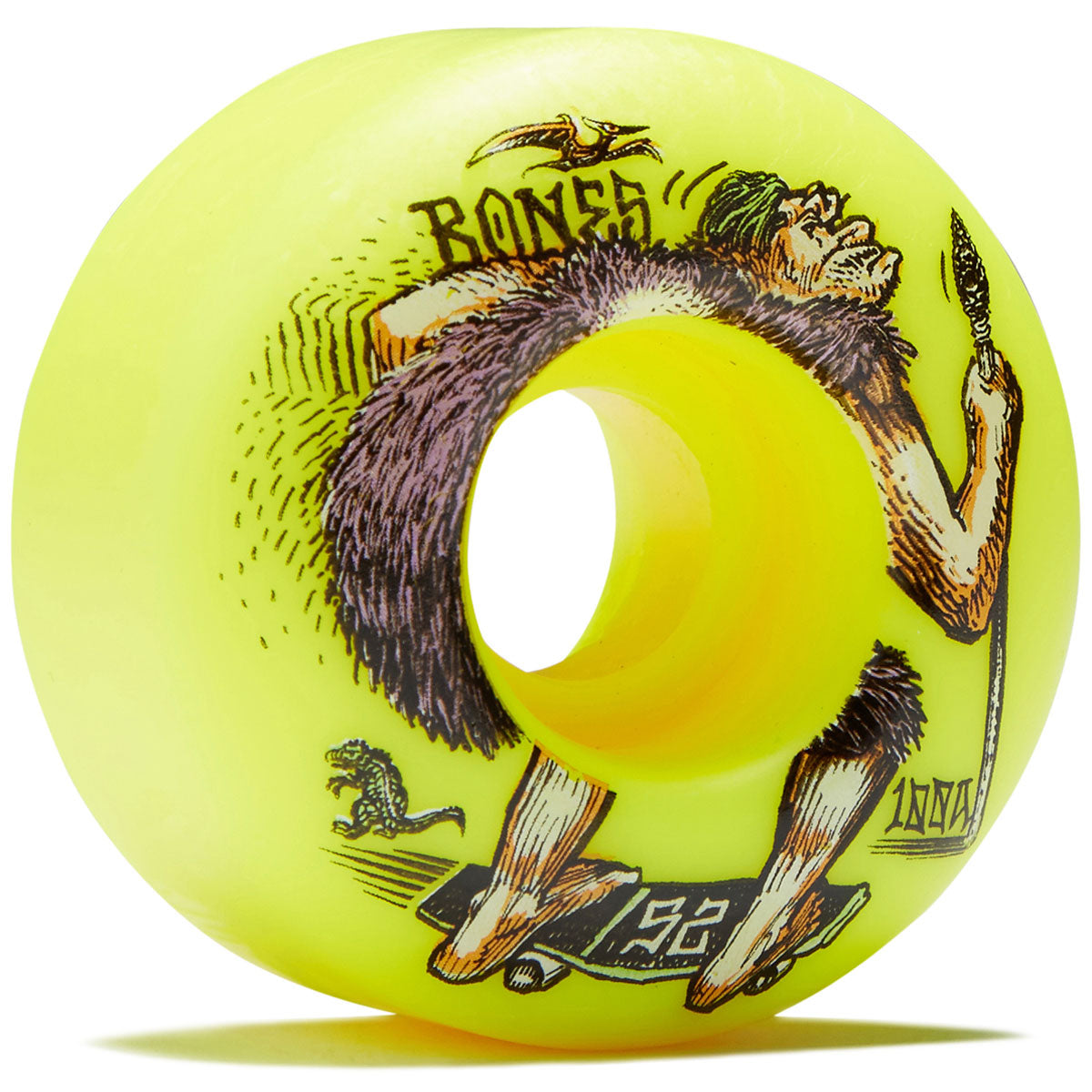 Bones NEONdrethal 100a V4 Wide Skateboard Wheels - Yellow - 52mm image 1