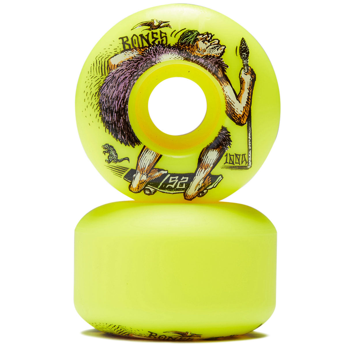 Bones NEONdrethal 100a V4 Wide Skateboard Wheels - Yellow - 52mm image 2