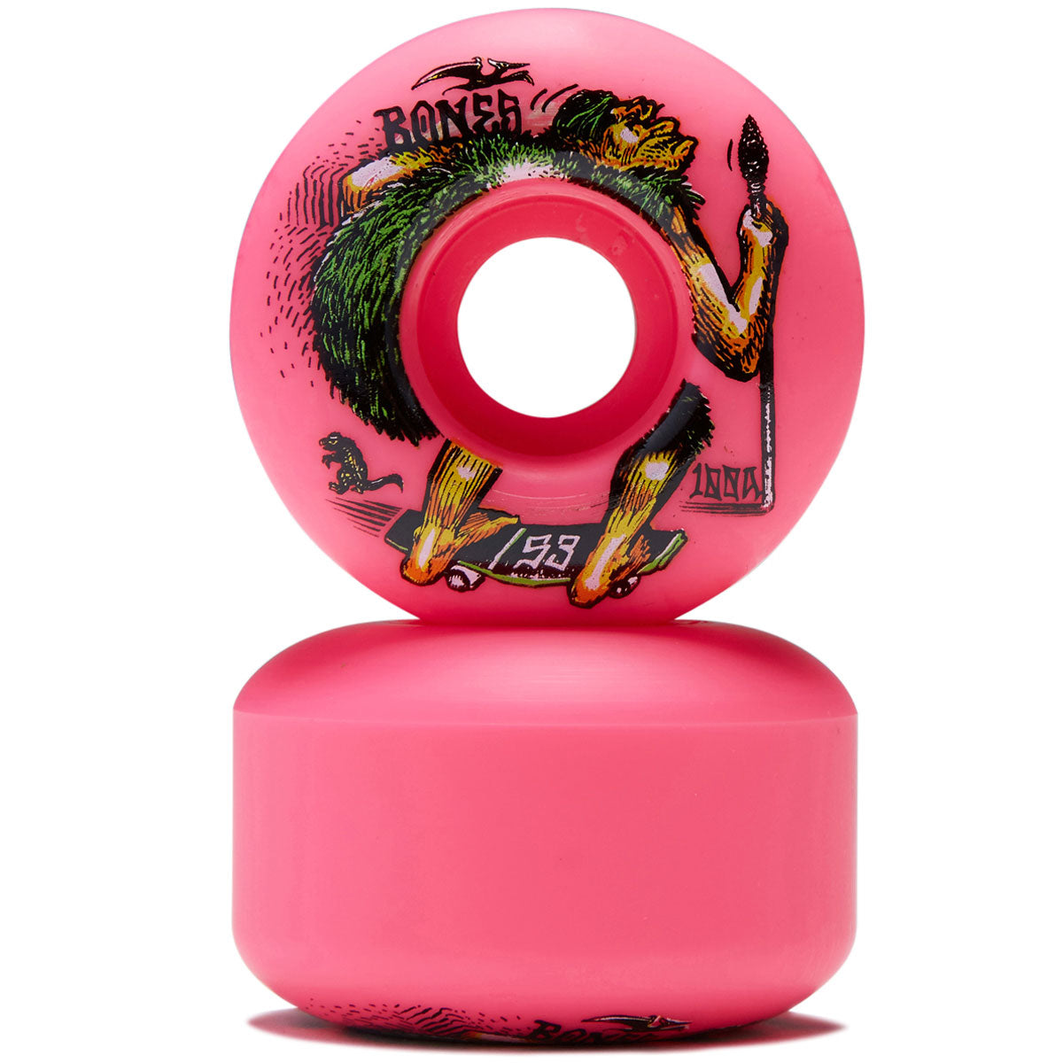 Bones NEONdrethal 100a V4 Wide Skateboard Wheels - Pink - 53mm image 2