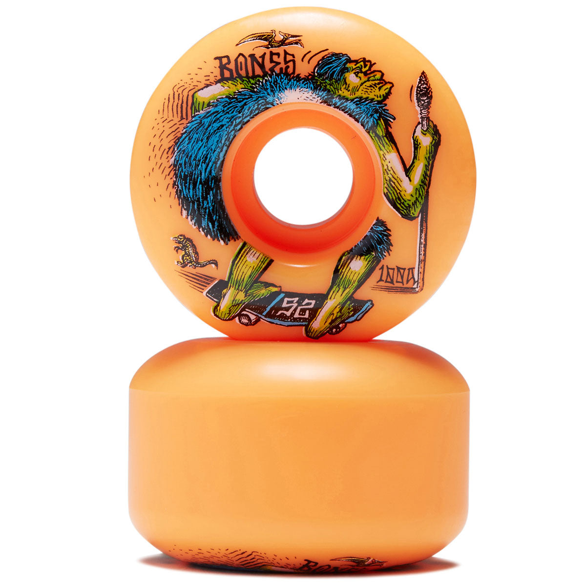 Bones NEONdrethal 100a V4 Wide Skateboard Wheels - Orange - 52mm image 2