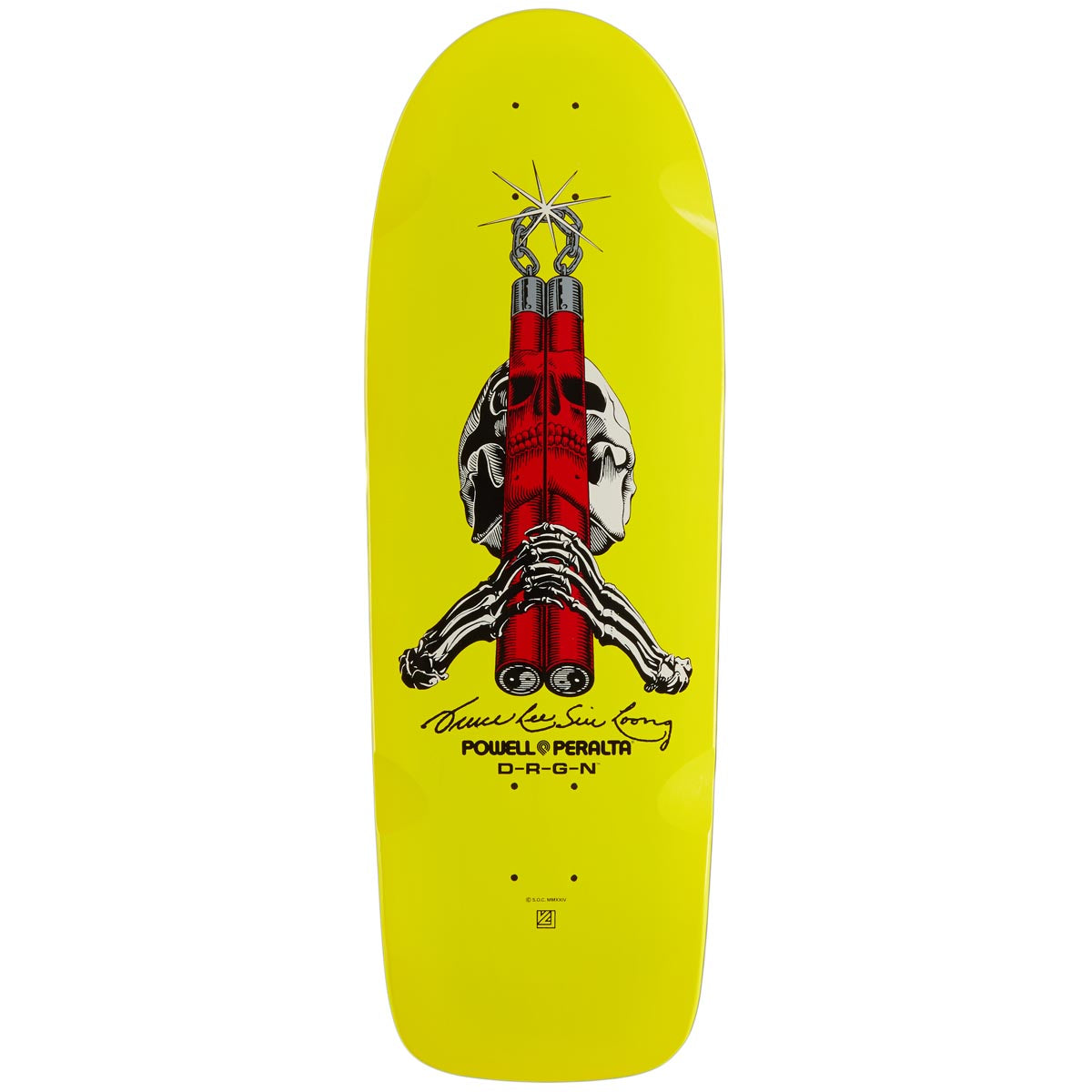 Powell-Peralta Bruce Lee Skull And Numchucks Skateboard Deck - Yellow - 10.00