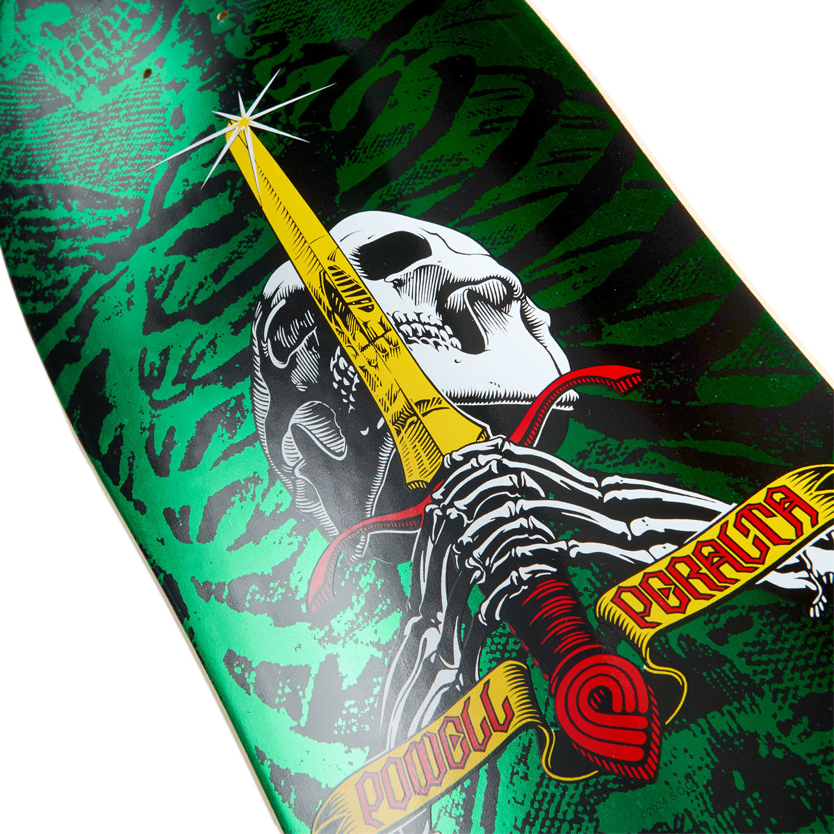 Powell-Peralta Geegah Skull & Sword Skateboard Complete - Green Foil - 9.75