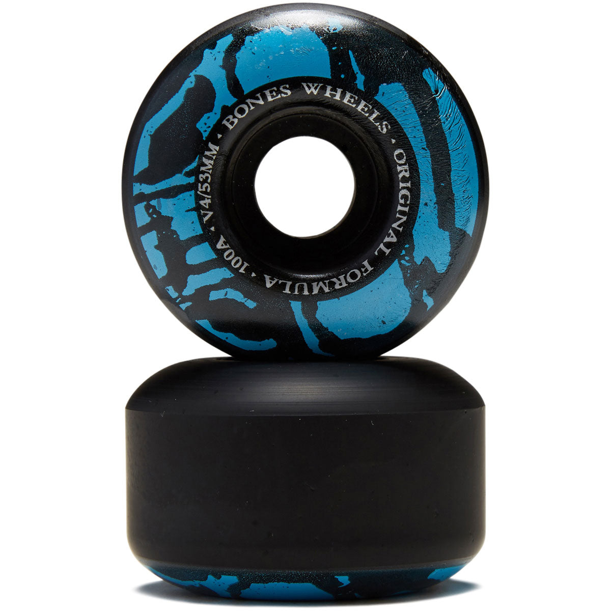 Bones 100s Mummy Skulls V4 Wide Skateboard Wheels - Black - 53mm image 2