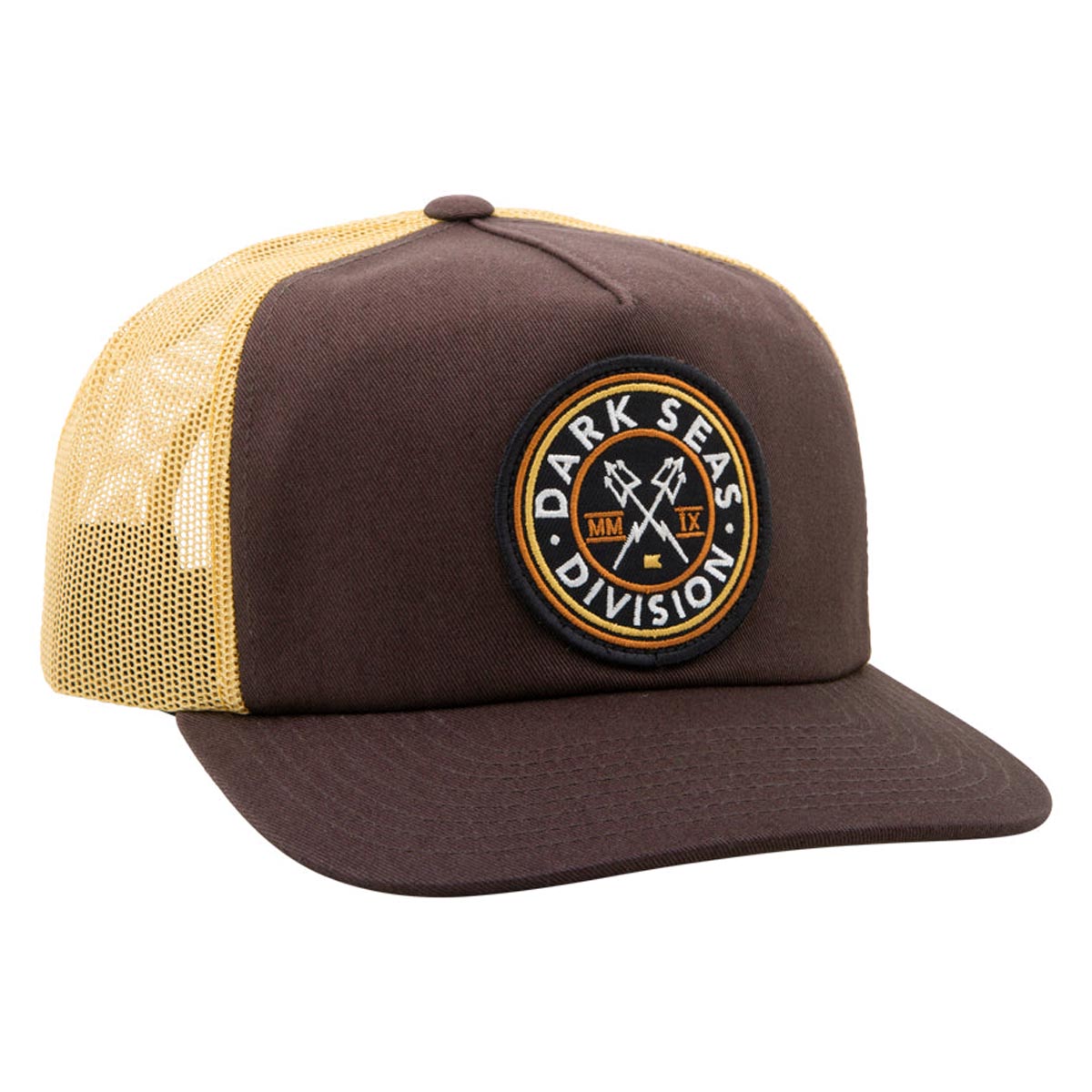 Dark Seas Nav Trucker Hat - Brown/gold image 3