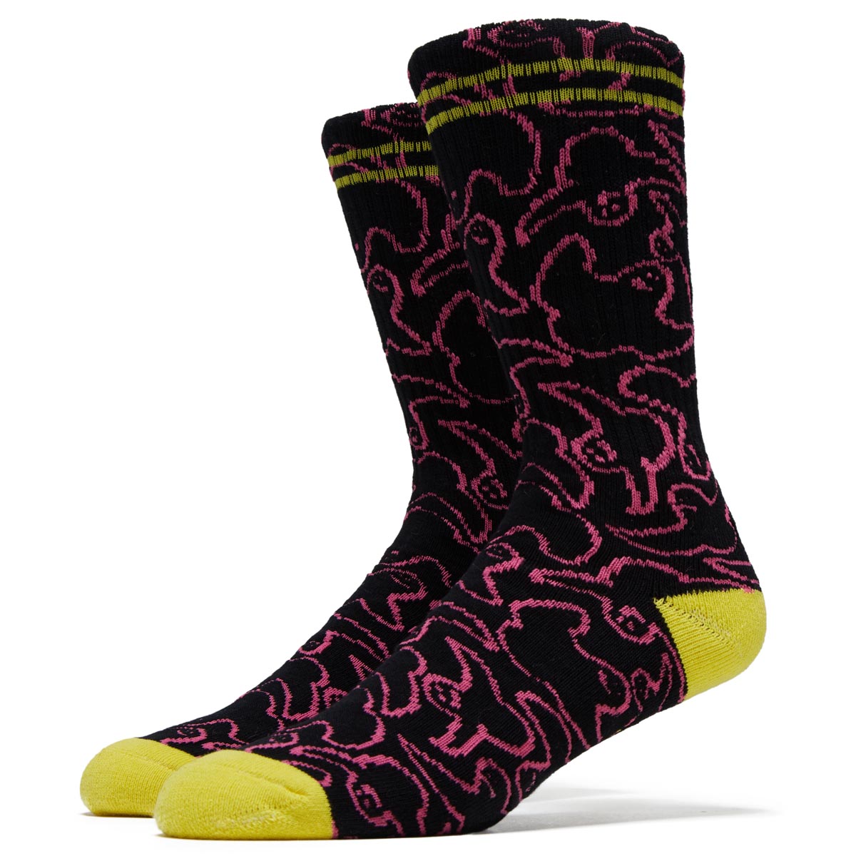 Krooked Multi Birds Socks - Black/Pink/Yellow image 1