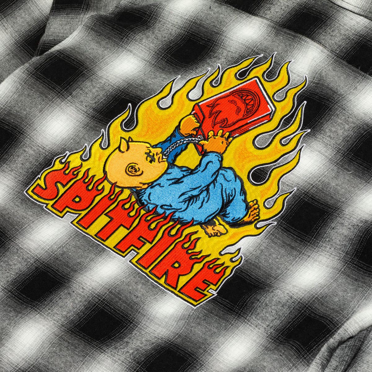 Spitfire Demonseed Hooded Flannel Shirt - Black/White image 3