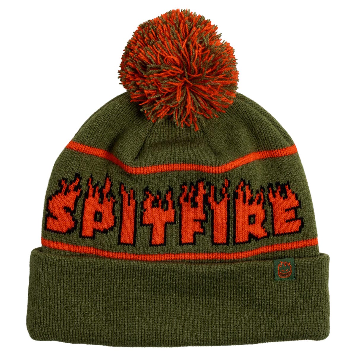 Spitfire Demonseed Script Pom Beanie - Olive/Red/Black image 1