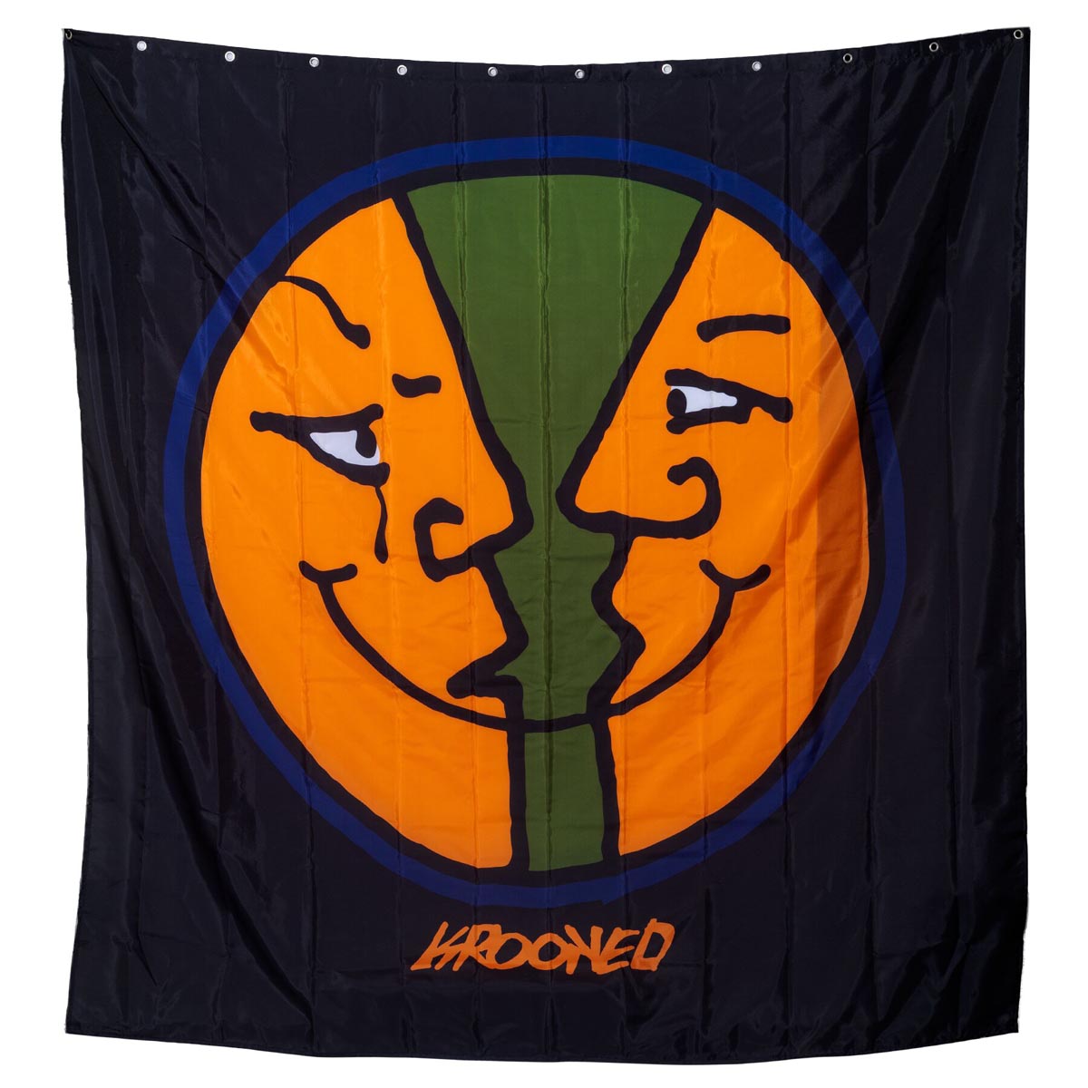 Krooked Moonsmile Shower Curtain - Black image 1