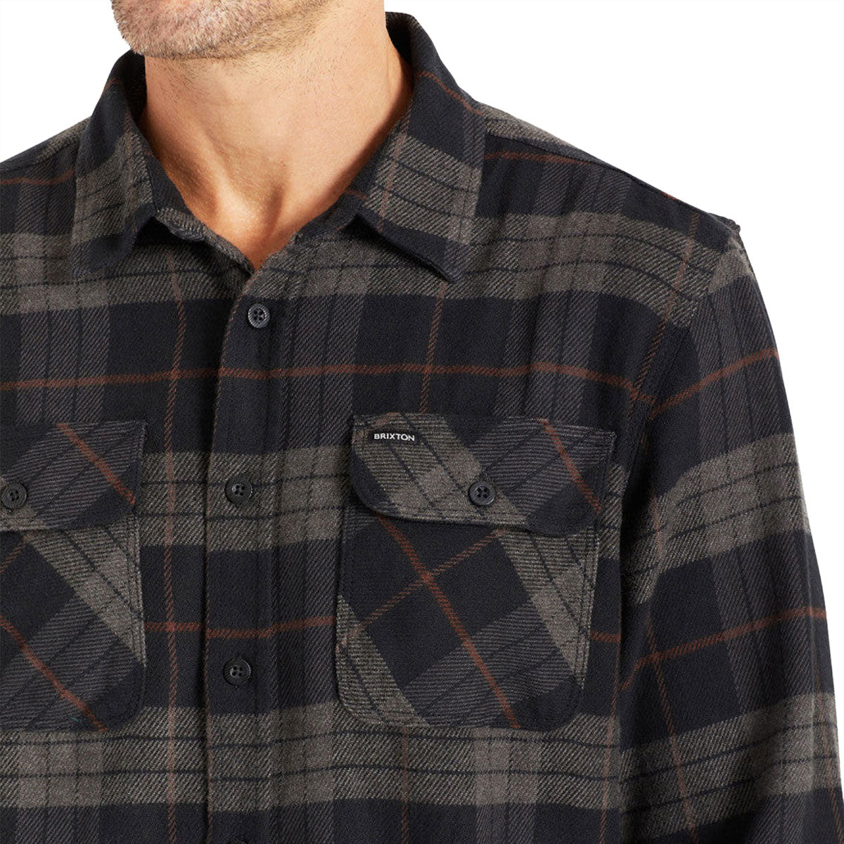 Brixton Bowery Flannel Long Sleeve Shirt - Black/Charcoal image 5