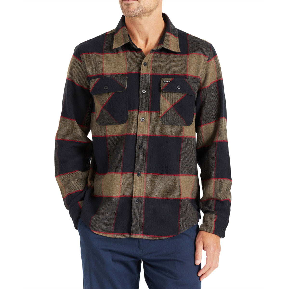 Brixton Bowery Flannel Long Sleeve Shirt - Heather Grey/Charcoal image 1