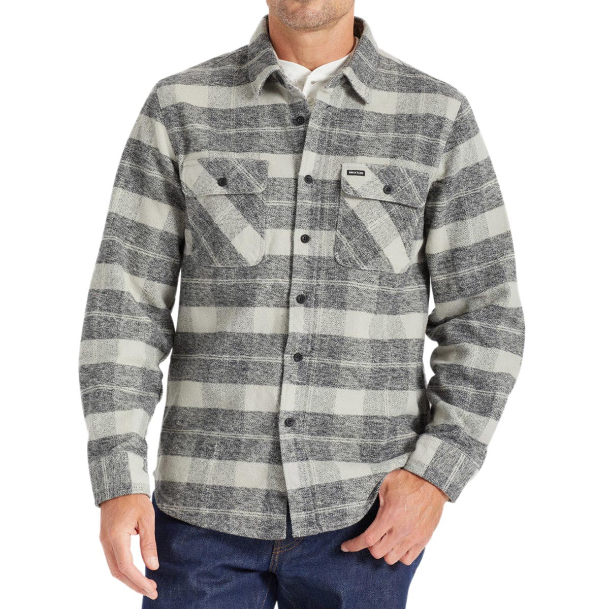 Brixton Bowery Heavyweight Long Sleeve Flannel Shirt - Black/Charcoal image 2