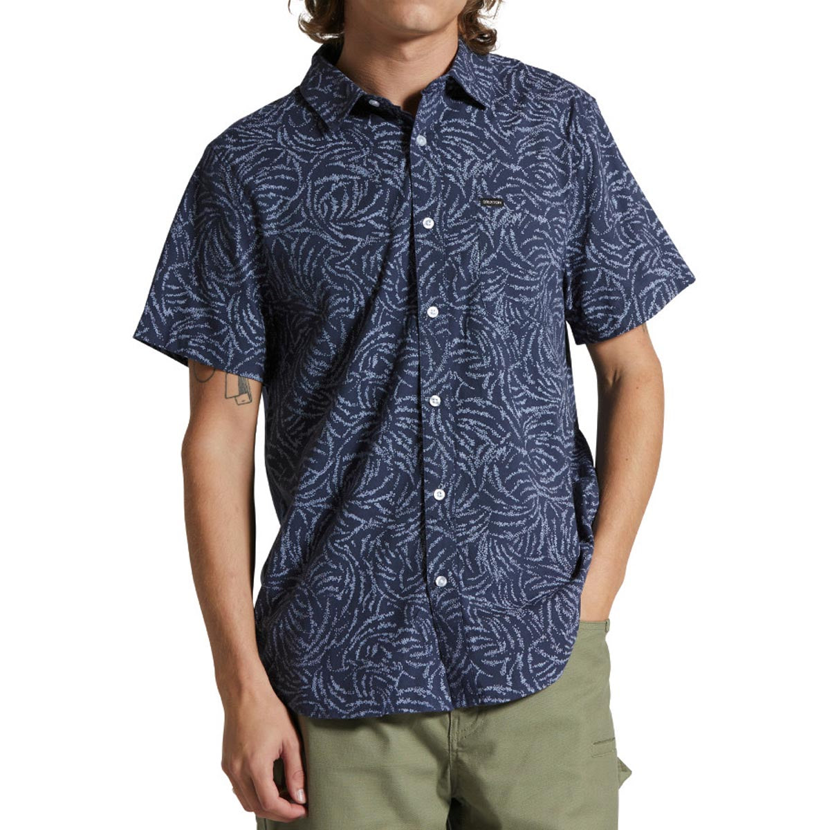 Brixton Charter Print Shirt - Washed Navy/Dusty Ripple image 1