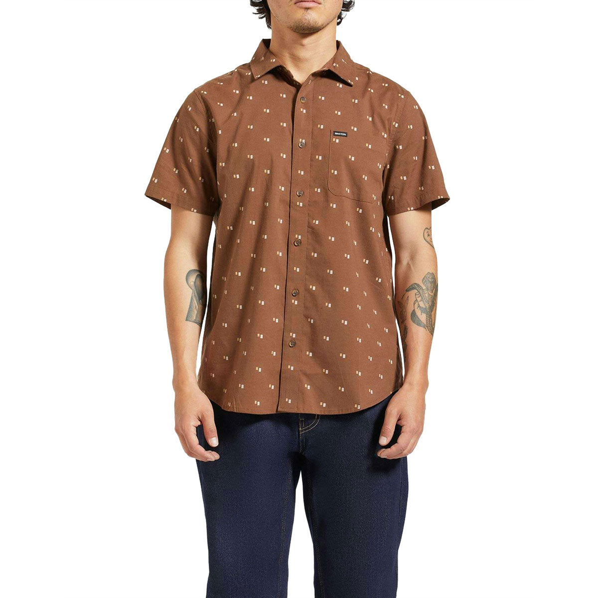 Brixton Charter Print Woven Shirt - Pinecone Brown/Tipping Square image 1