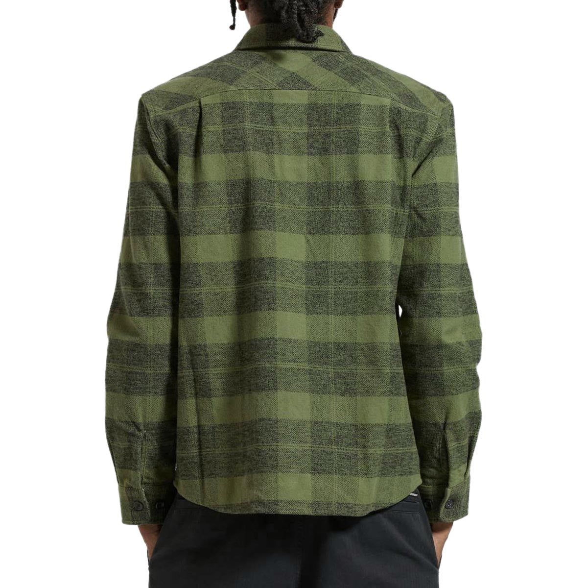 Brixton Bowery Heavyweight Long Sleeve Flannel Shirt - Cypress Green/ Black image 2