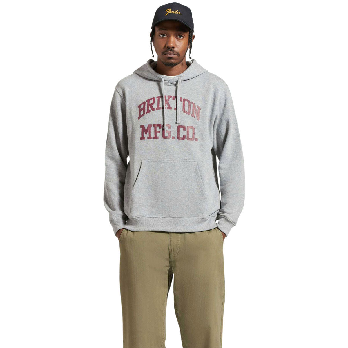 Brixton Varsity Broken In Hoodie - Heather Grey image 1