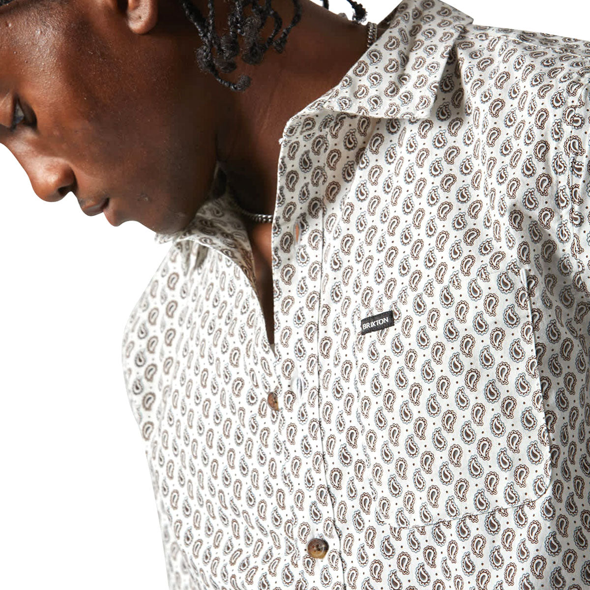 Brixton Charter Print Shirt - Off White/Paisley image 4