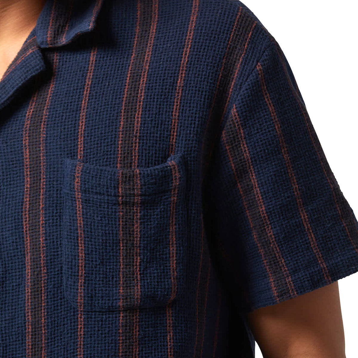 Brixton Bunker Waffle Stripe Shirt - Washed Navy Stripe image 3