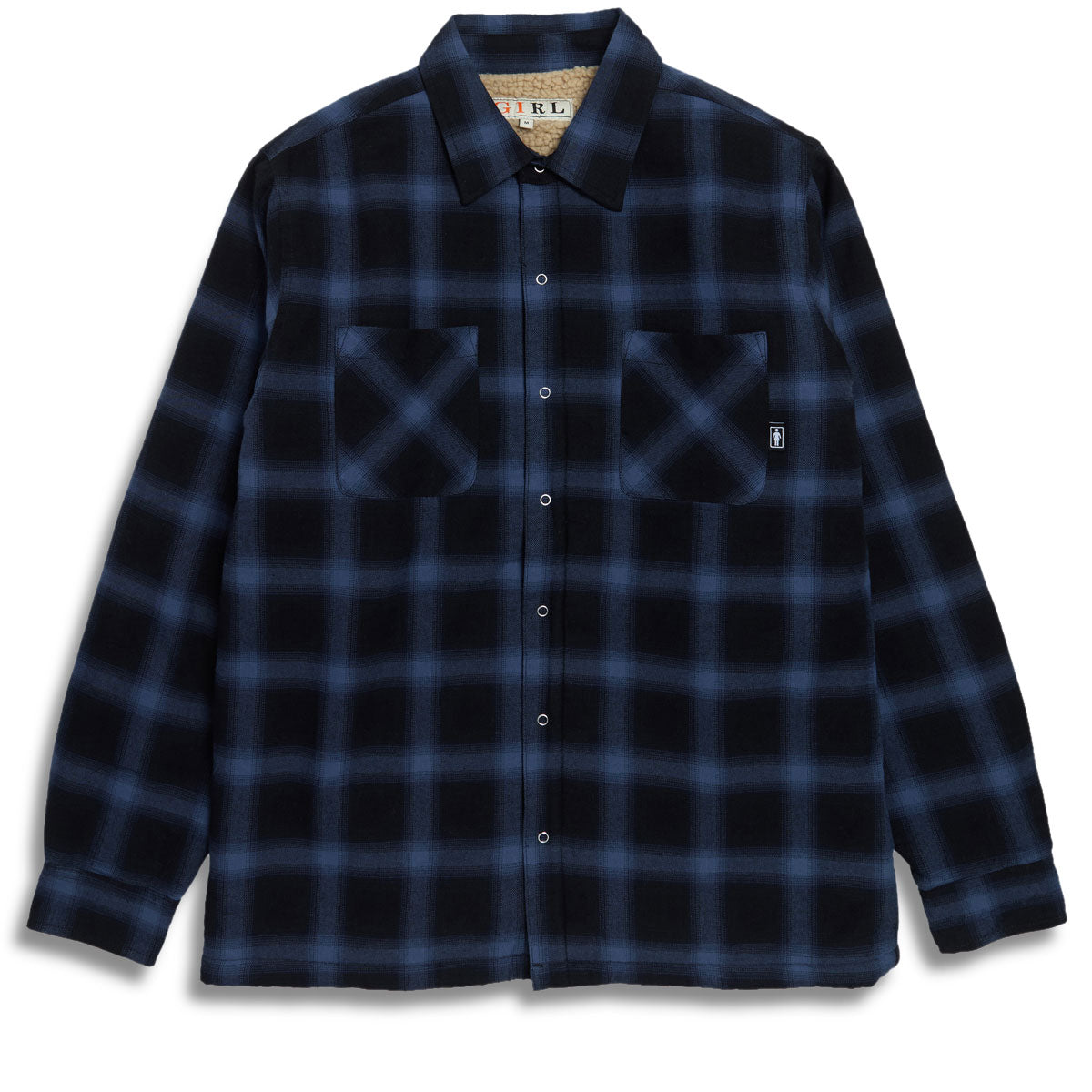 Girl Sherpa Lined Flannel Shirt - Black/Blue image 1