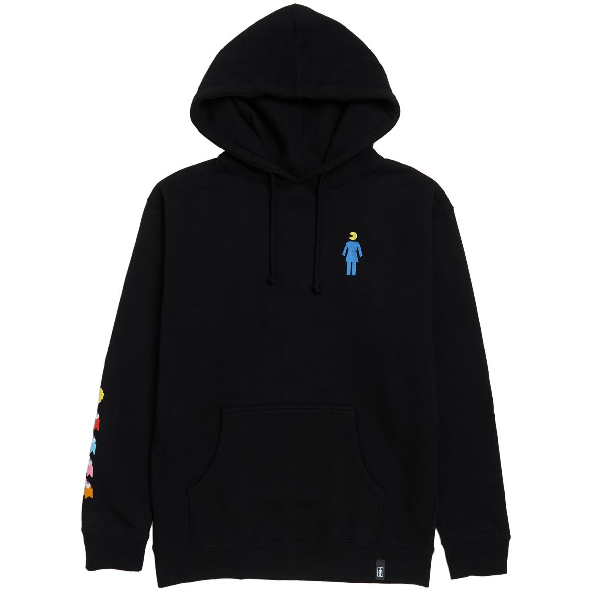 Girl x Pac-Man Ghost Sleeve Emb Hoodie - Black image 1