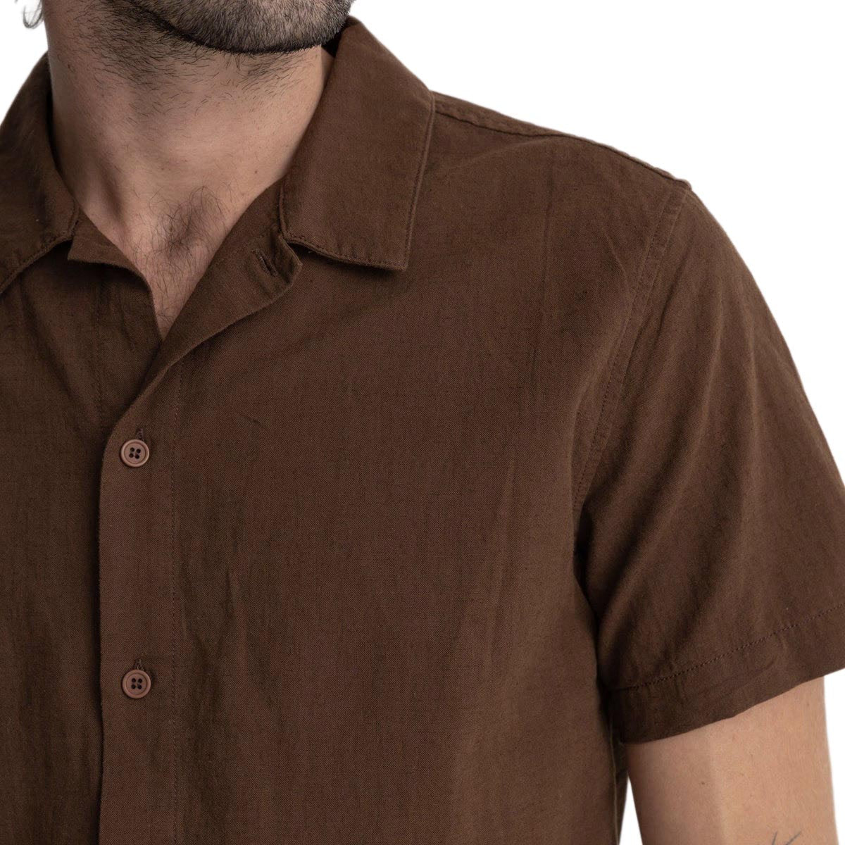 Rhythm Classic Linen Shirt - Chocolate image 3