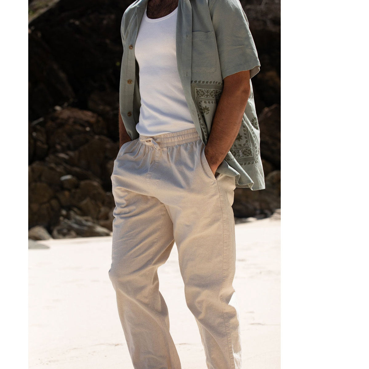 Rhythm Linen Jam Pants - Bone image 5