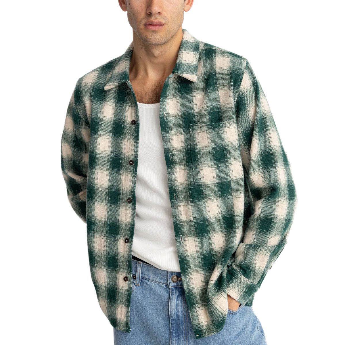 Rhythm Plaid Long Sleeve Flannel Shirt - Green image 1