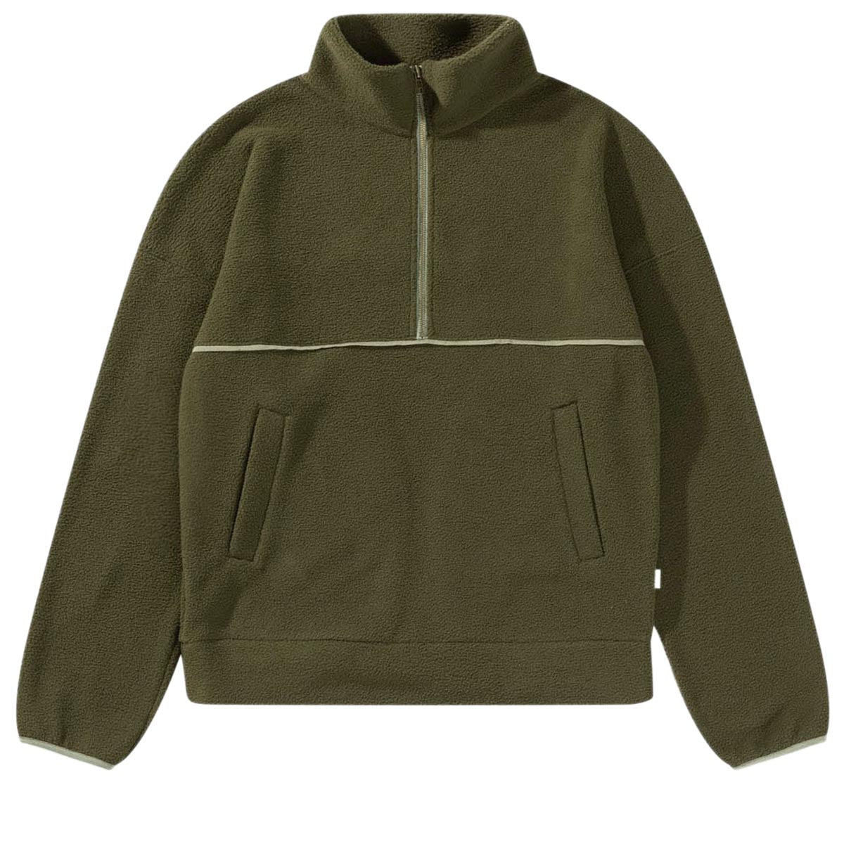 Rhythm Contrast Quarter Zip Pullover Sweatshirt - Olive image 2