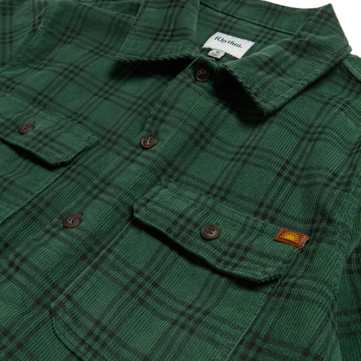 Rhythm Cord Check Long Sleeve Over Shirt - Green image 2