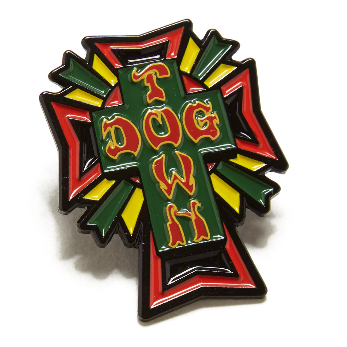 Dogtown Cross Logo Color Enamel Pin - Rasta image 1