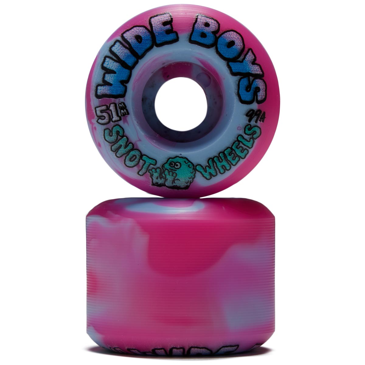 Snot Wide Boys 99a Skateboard Wheels - Ice Blue/Pink Swirl - 51mm image 2