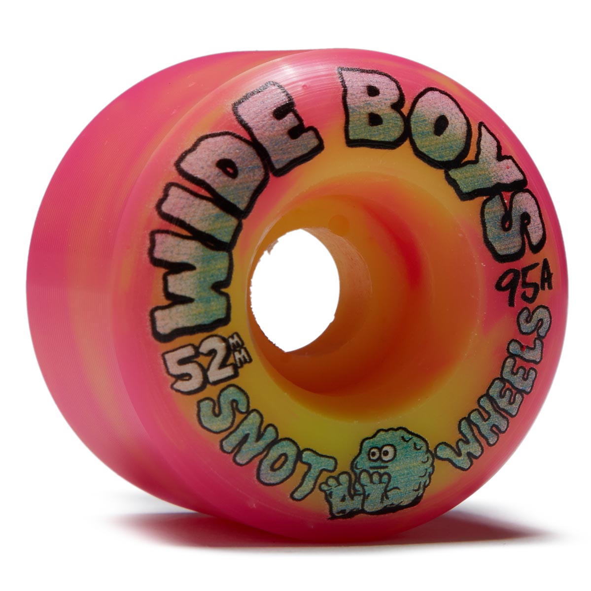 Snot Wide Boys 95a Skateboard Wheels - Yellow/Pink Swirl - 52mm image 1