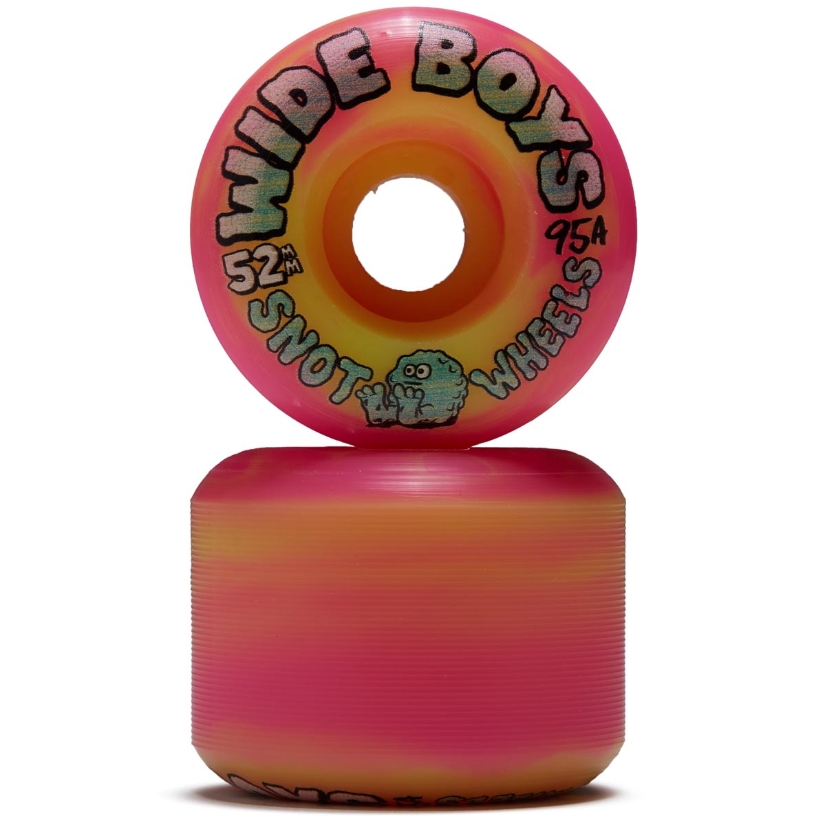 Snot Wide Boys 95a Skateboard Wheels - Yellow/Pink Swirl - 52mm image 2